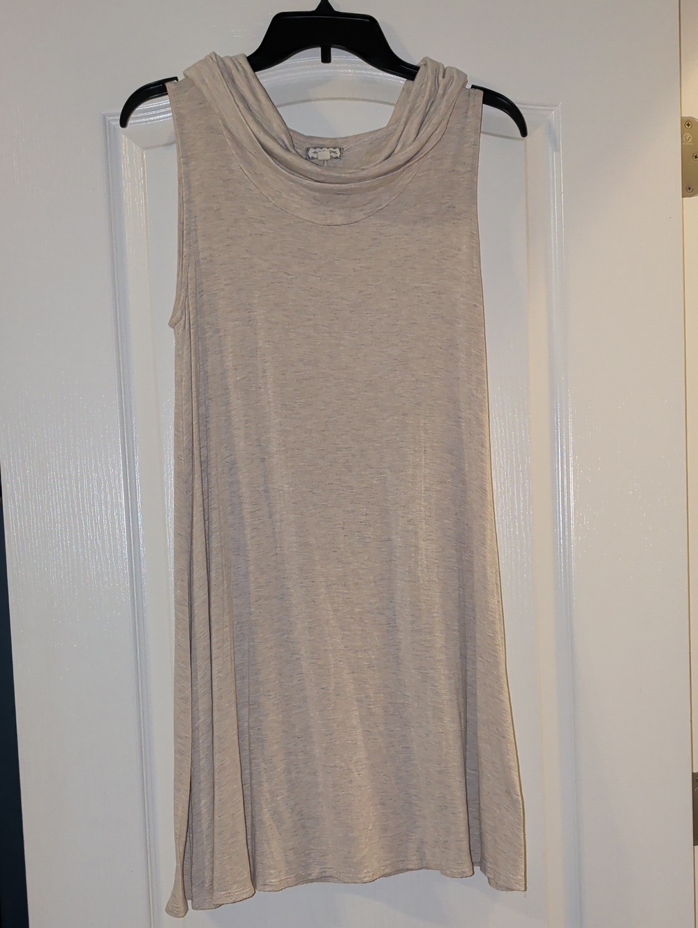 Eyeshadow Sleeveless Cowl Neck Tank in Light Beige